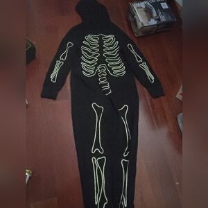 Black Skeleton Onesie with Glow-in-the-Dark Design Women Size Small
